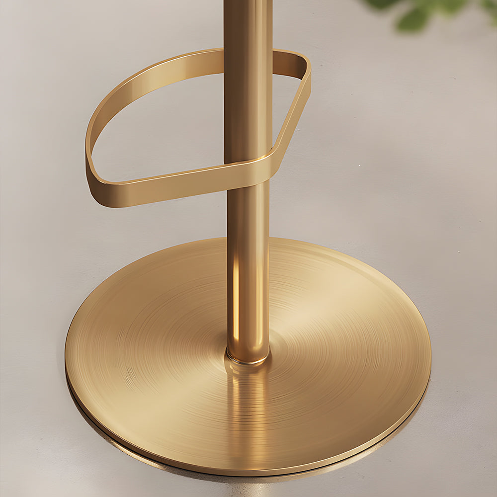 1 Piece Modern Upholstered Adjustable Bar Stool with Gold Metal Base