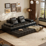 Load image into Gallery viewer, Modern Black Faux-Leather Sofa Bed Convertible Spacious and Stylish
