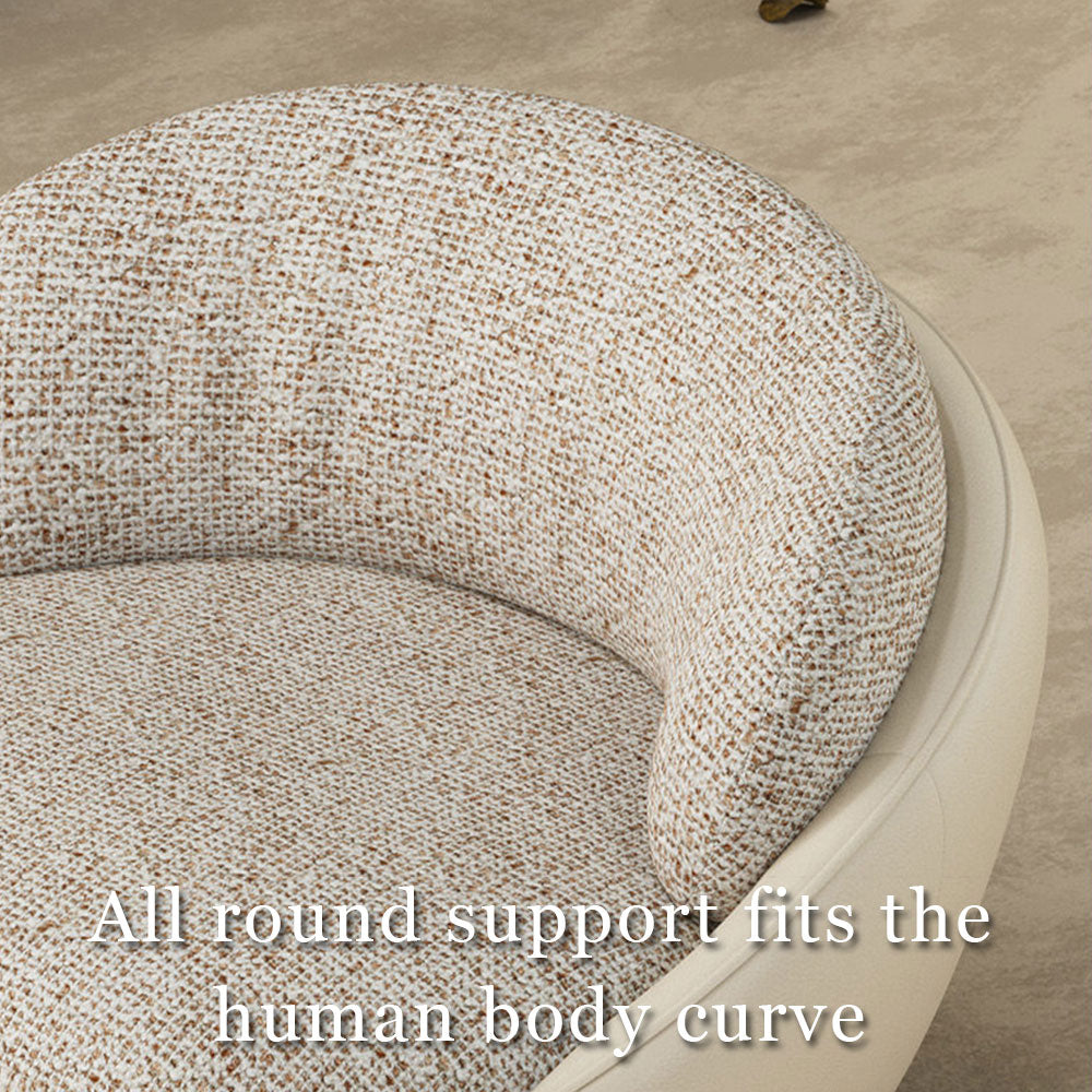 Modern Swivel Accent Chair Minimalist Bouclé Lounge Chair with Curved Upholstery