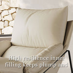 Load image into Gallery viewer, Modern Cream Lounge Chair with Pillow Cushion Metal Frame Accent Chair
