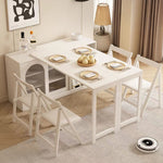 Load image into Gallery viewer, Multi-Functional Dining Table Rotating &amp; Foldable Sideboard Sintered Stone Top Storage Cabinet with Fluted Glass Doors
