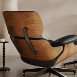 Load image into Gallery viewer, Mid Century Modern Lounge Chair Faux Leather Upholstery Walnut Wood Veneer Recliner Armchair
