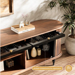 Load image into Gallery viewer, 78" Flipper Glass Door Mid-Century Modern TV Stand
