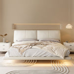 Load image into Gallery viewer, Modern Minimalist Platform Bed with LED Lighting Ultra-Fiber Leather Steel Frame
