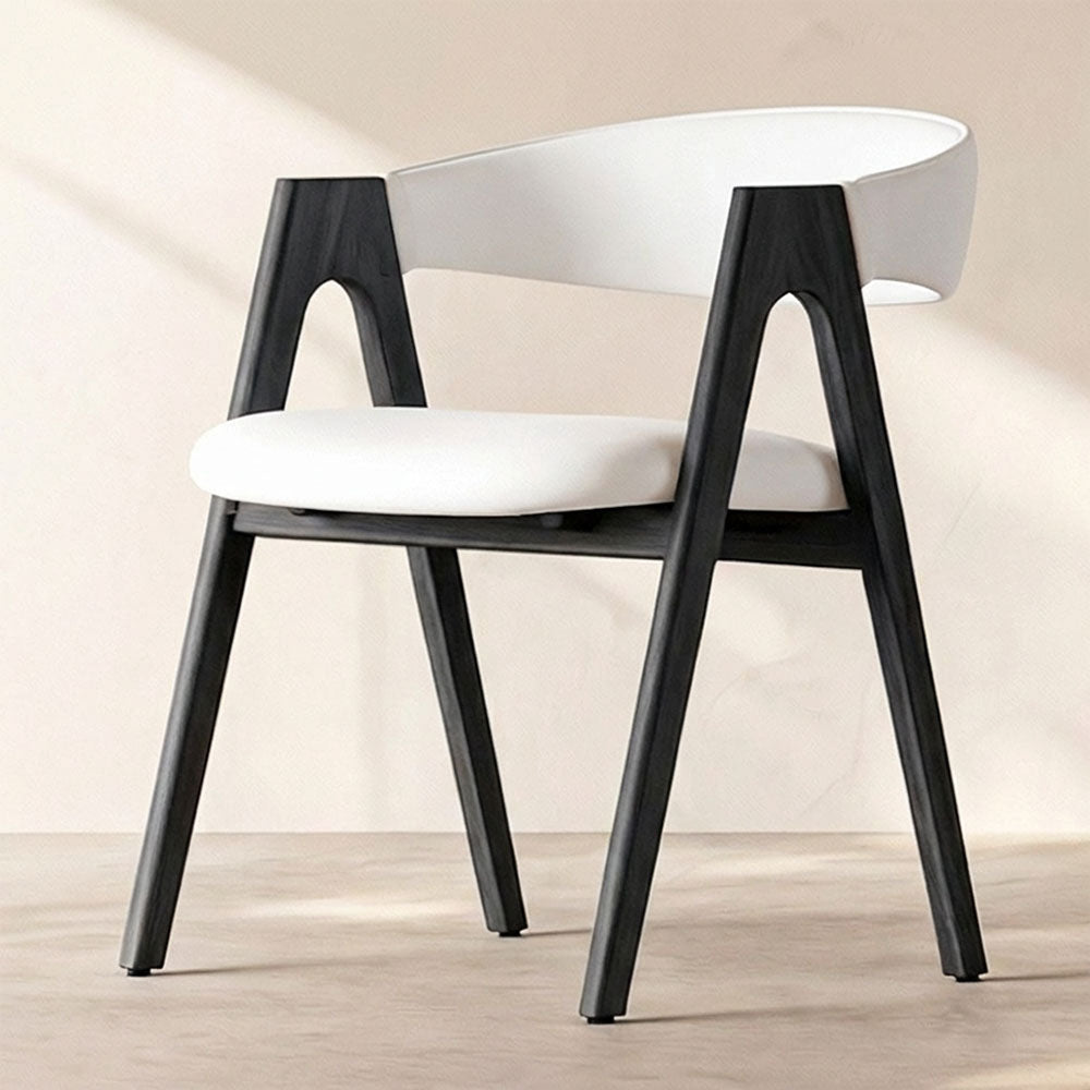 Modern Nordic Dining Chair Set of 2 PU Leather & Solid Wood Frame