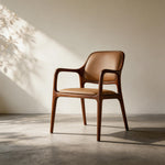 Load image into Gallery viewer, Modern Walnut Wood Dining Chair with Brown Upholstered Seat and Back 1 Piece

