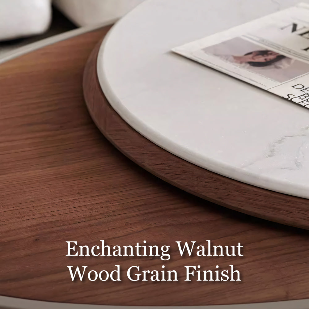 46.8'' Modern Lift-Top Coffee Table with Sintered Stone Top & Wood Base Sculptural Curved Design with Hidden Storage