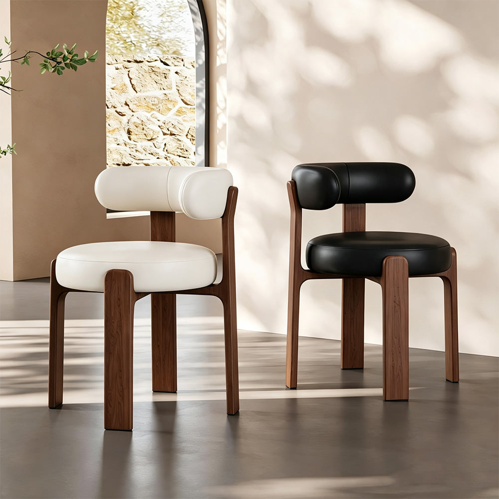 Set of 2 Modern Sculptural Dining Chair Upholstered Seat Minimalist Accent Chair with Metal Frame
