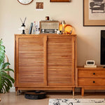 Load image into Gallery viewer, 39.3'' Modern Wooden Louvered Door Shoe Cabinet Large Capacity Hidden Shoe Storage
