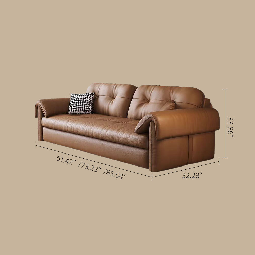 Contemporary Faux Leather Sofa Bed Sleeper Sofa with Hidden Storage & Metal Frame
