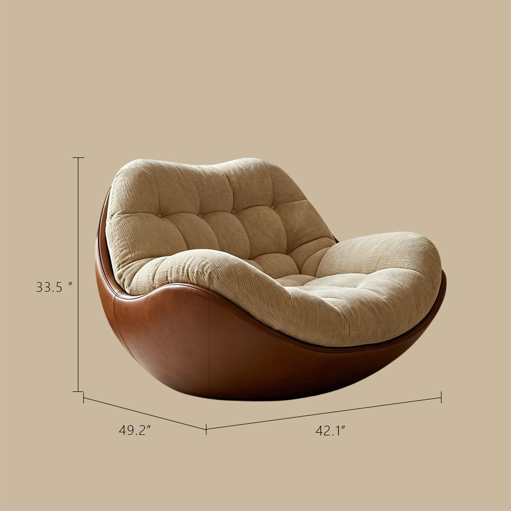 Modern Curved Lounge Chair Upholstered Comfort Accent Chair with Leather Base