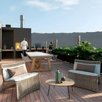 Load image into Gallery viewer, Boho Rattan Accent Chair with Cushioned Seat and Open-Weave Design

