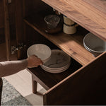 Load image into Gallery viewer, Modern Walnut-Tone Sideboard Minimalist Wooden Storage Cabinet
