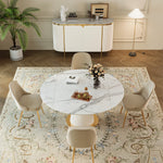 Load image into Gallery viewer, Luxury White &amp; Gold Dining Suite Convertible Expandable Dining Table Contemporary Sideboard
