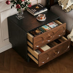 Load image into Gallery viewer, Mid Century Modern Walnut Nightstand with Geometric Drawer Design
