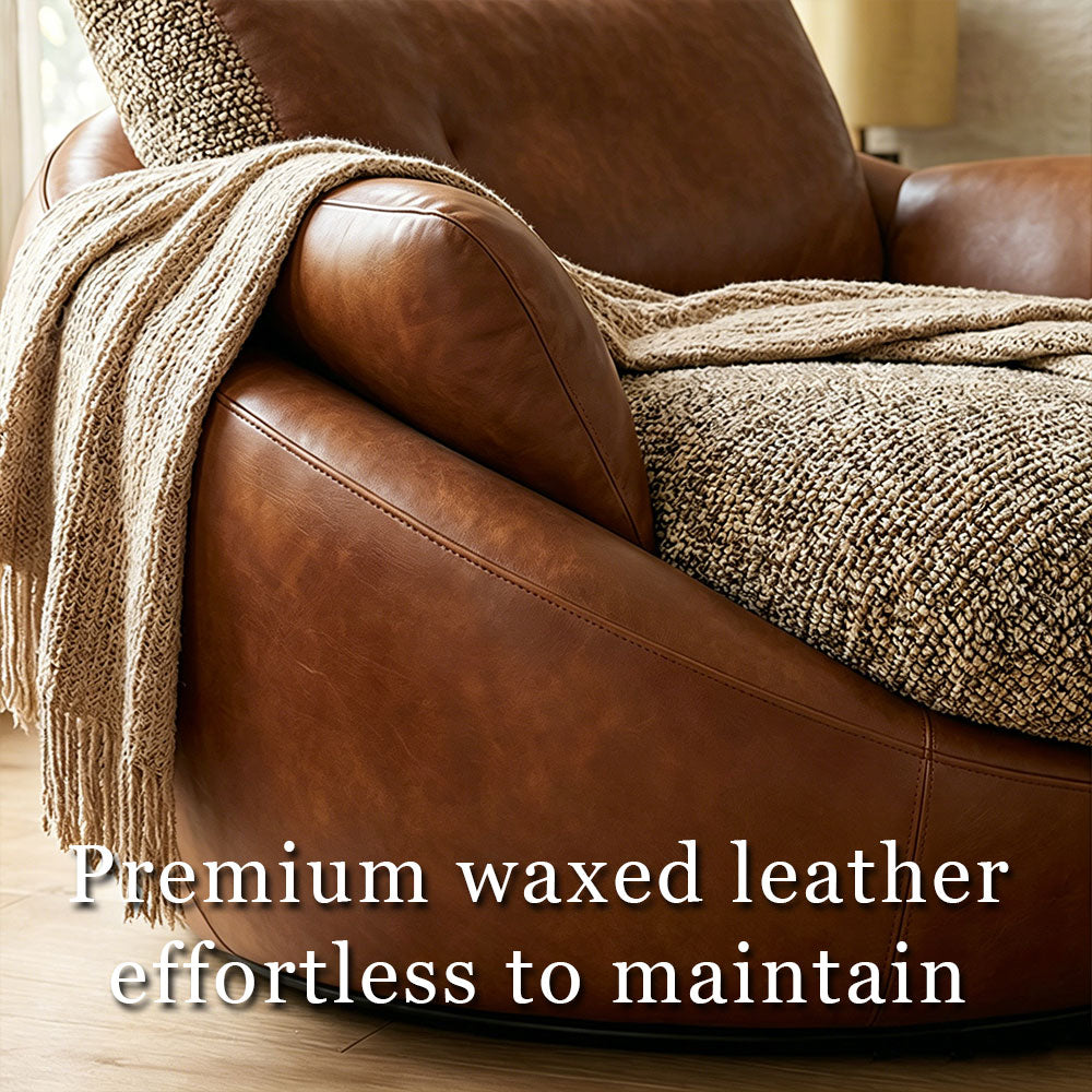 Modern Oversized Lounge Chair Faux Leather Upholstery Deep Seat Cozy Accent Chair