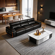 123.2'' Modern Power Reclining Leather Sofa Remote Control Adjustable Deep Seat Lounge Couch