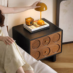 Load image into Gallery viewer, Mid Century Modern Walnut Nightstand with Geometric Drawer Design
