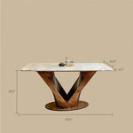 Load image into Gallery viewer, Luxury Sintered Stone Dining Table Kitchen Table With Artistic V-Shaped Solid Wood Base
