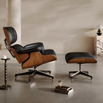Load image into Gallery viewer, Mid Century Modern Lounge Chair Faux Leather Upholstery Walnut Wood Veneer Recliner Armchair
