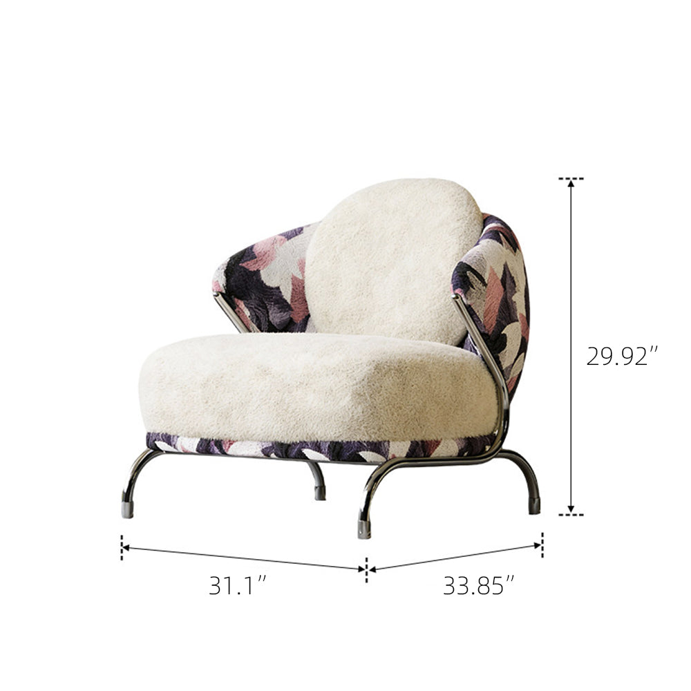 Modern Artistic Lounge Chair with Curved Back and Pattern Upholstered Accent Design