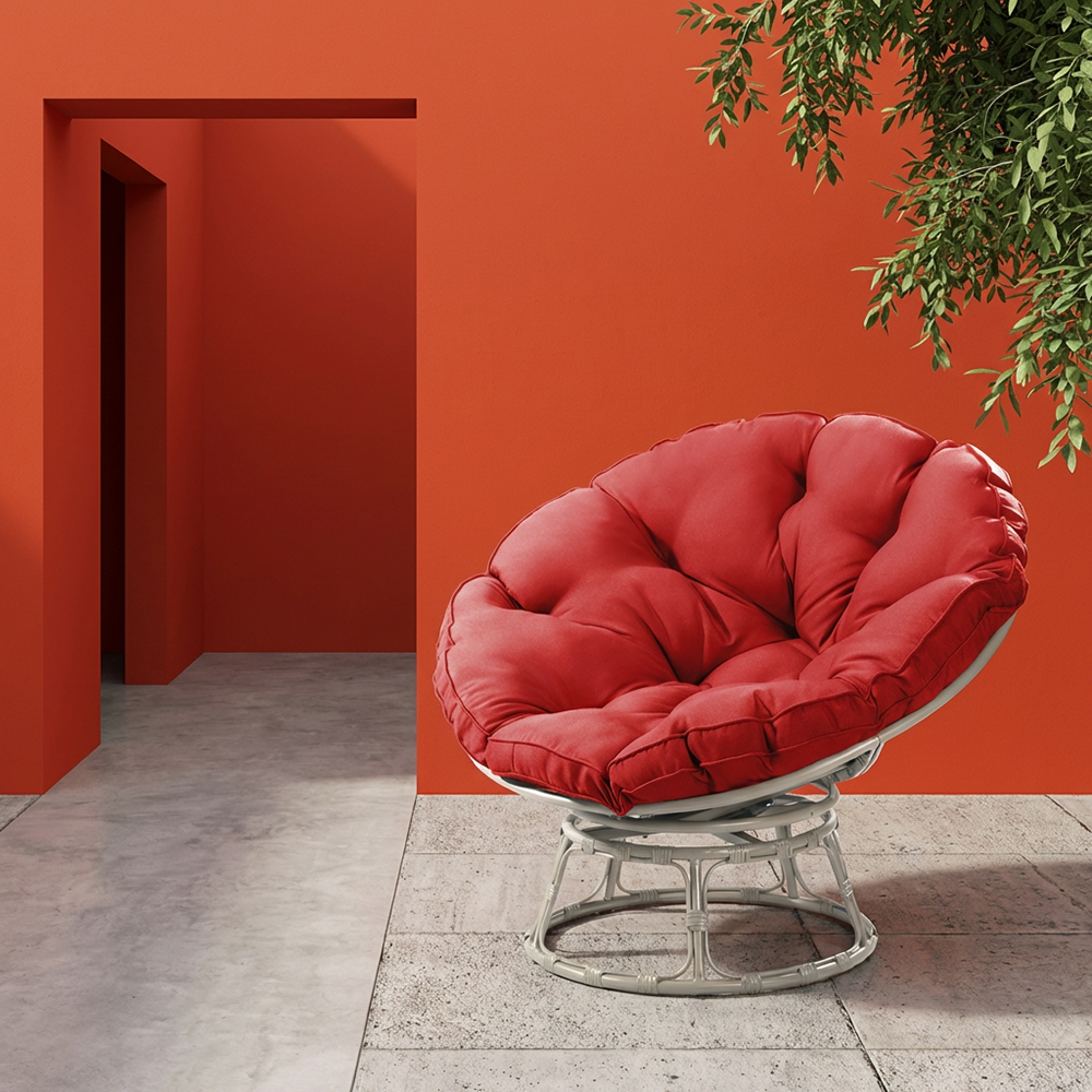 Round Papasan Lounge Chair with Plush Cushioned Seat