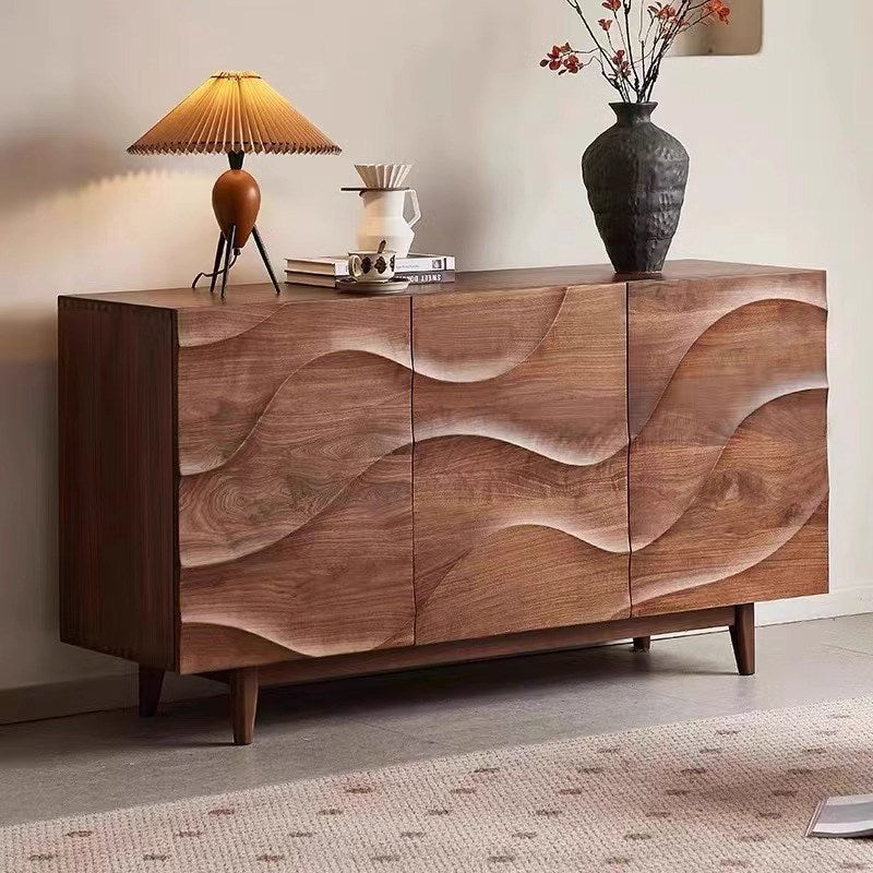 Modern Sideboard Wood 3-Door Cabinet Adjustable Shelves