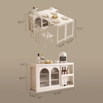 Load image into Gallery viewer, Multi-Functional Dining Table Rotating &amp; Foldable Sideboard Sintered Stone Top Storage Cabinet with Fluted Glass Doors
