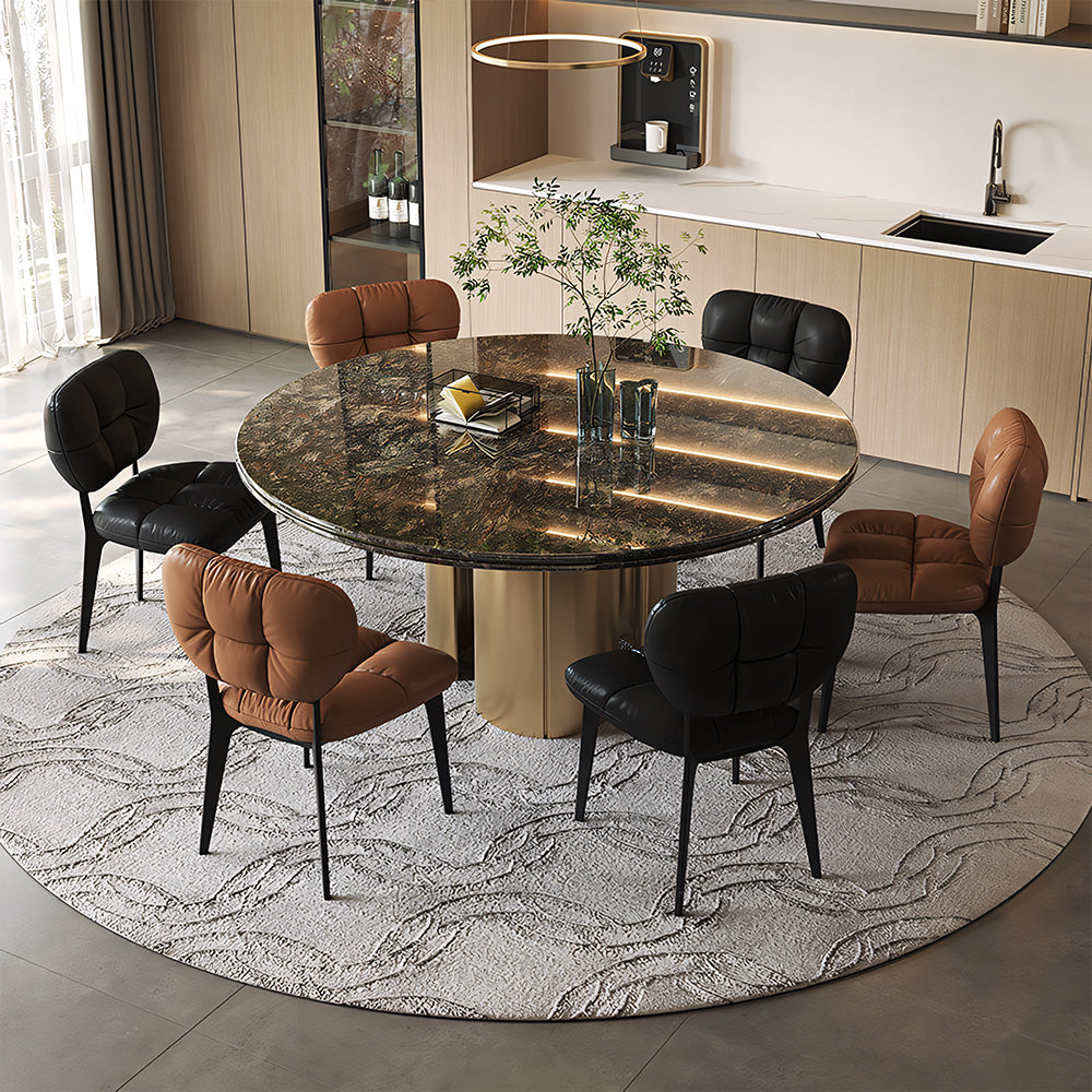 Modern Upholstered Dining Chair with Cushioned Tufted Backrest 2 Piece