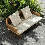 Load image into Gallery viewer, 55.1" Outdoor PE Rattan Loveseat with Cushioned Seat and Pillow Backrest
