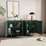 Load image into Gallery viewer, 62.4" Modern Ripple Design Green Sideboard with Black Stone Top
