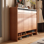 Load image into Gallery viewer, Modern Wood Shoe Cabinet with Doors Natural Entryway Storage Organizer with Open Shelf
