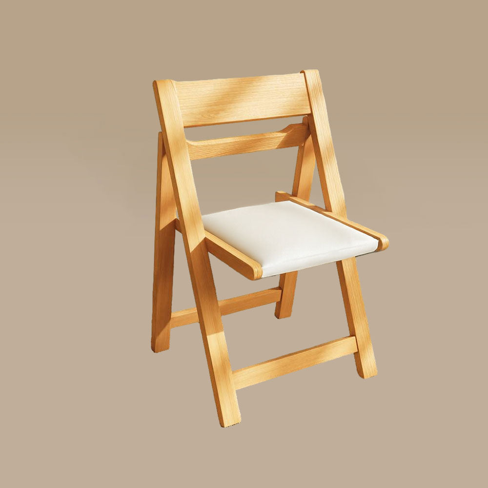4PCS Folding Chair Solid Wood with Black Leather Seat Space-Saving Durable Elegant Design