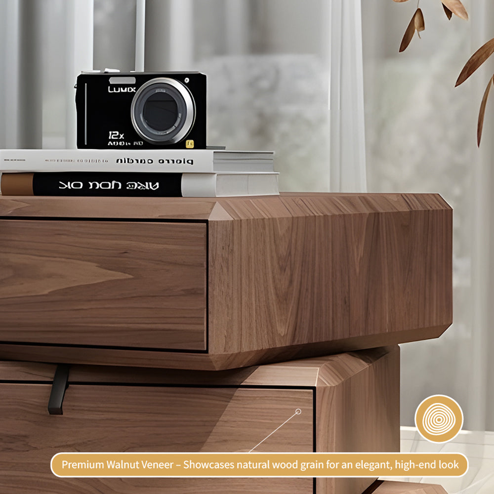 Modern Rotating Nightstand with 3 Spacious Drawers