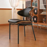 Load image into Gallery viewer, 2PCS Mid Century Dining Chair Curved Back Leather Seat Wood Edge Metal Legs
