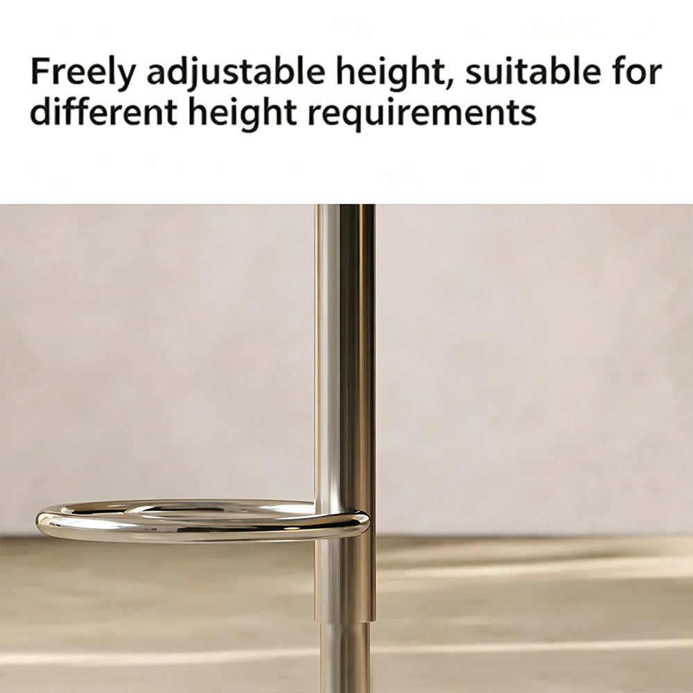 1 Piece Modern Boucle Adjustable Bar Stool with Sculptural Backrest and Stainless Steel Base