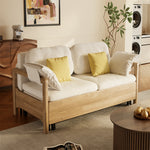 Load image into Gallery viewer, Beige sponge fabric sofa bed in living room interior scene
