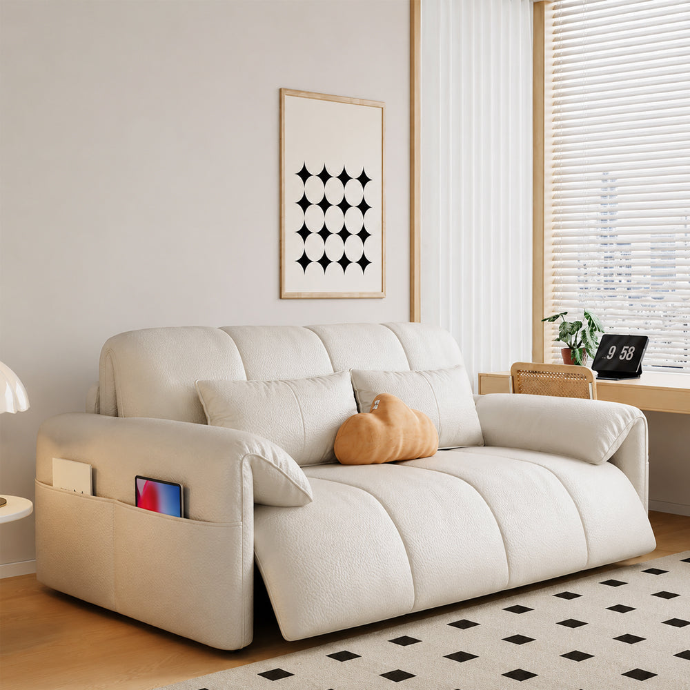 Modern Channel Wireless Control Tufted Scratch Resistance Synthetic Leather Sleeper Sofa Bed
