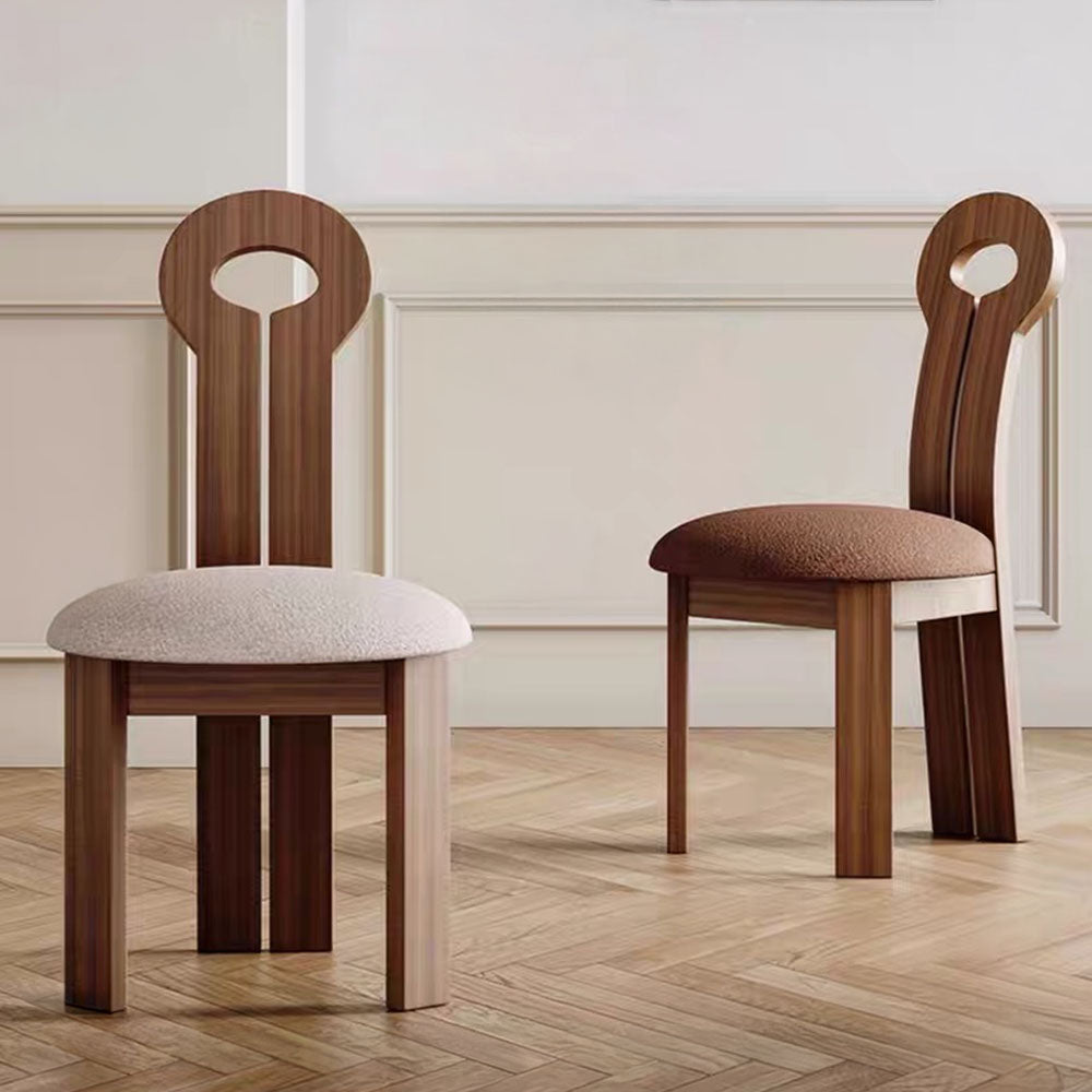 Modern Wood Dining Chair with Sculpted Backrest & Soft Upholstered Seat