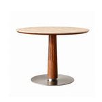 Load image into Gallery viewer, 31.49" Modern Round Meeting Table Walnut Wood Veneer Pedestal Base Compact Dining &amp; Conversation Table
