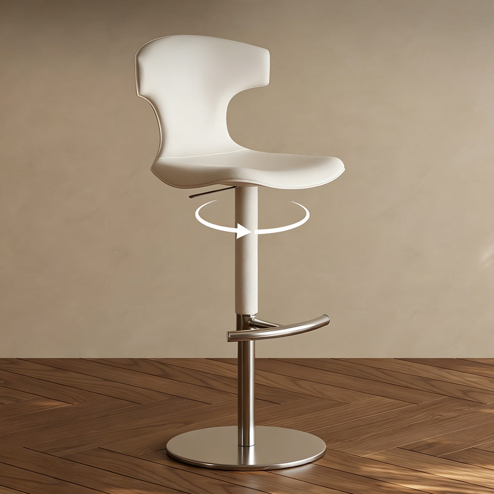 Modern Adjustable Swivel Bar Stool with Curved Backrest 1 Piece
