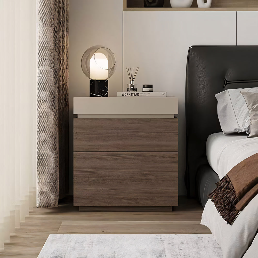 Modern Wooden Nightstand with 3 Drawers Minimalist Bedside Table Large Storage Design