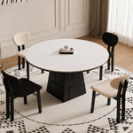 Load image into Gallery viewer, 47.2" Modern Round Dining Table with Sintered Stone Top and Geometric Pedestal Base
