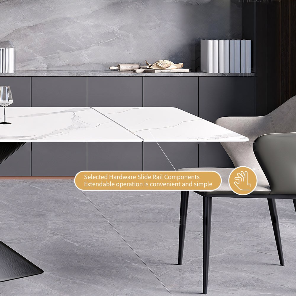54.6"- 78" Elegant White Extendable Dining Table Versatile Foldable Design