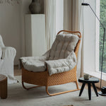 Load image into Gallery viewer, Boho Rattan Lounge Chair with Tufted Cushion and Relaxed Seating
