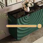 Load image into Gallery viewer, 62.4" Modern Ripple Design Green Sideboard with Black Stone Top
