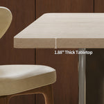 Load image into Gallery viewer, Modern Rectangular Dining Table with Sintered Stone Top and Mixed Wood Metal Base
