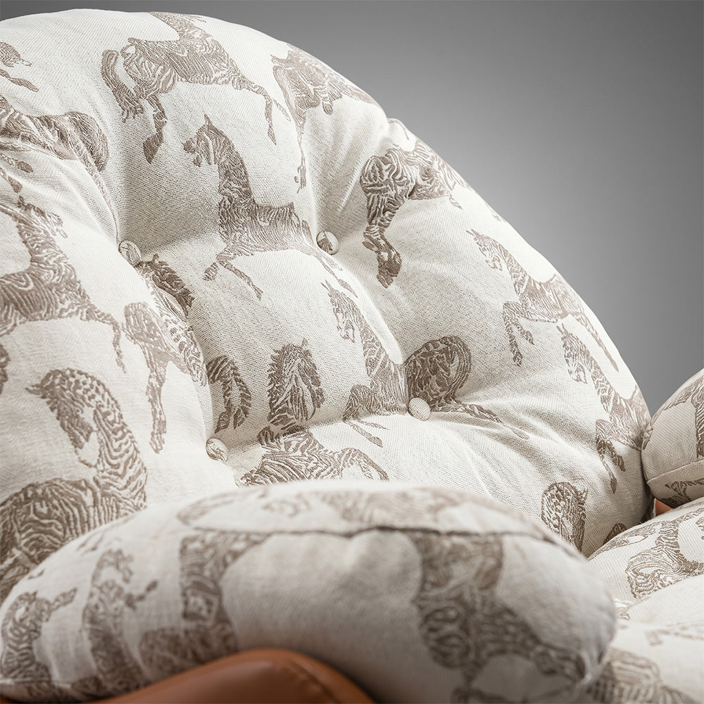 Cozy Printed Rocking Lounge Chair with Wraparound Back and Plush Cushion