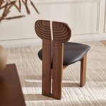 Load image into Gallery viewer, Modern Artistic Dining Chair Set of 2 Solid Wood Frame Upholstered Seat Carved Back Accent Chair
