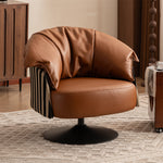 Load image into Gallery viewer, Modern Swivel Lounge Chair Faux Leather Accent Chair with Sculptural Cushion Design

